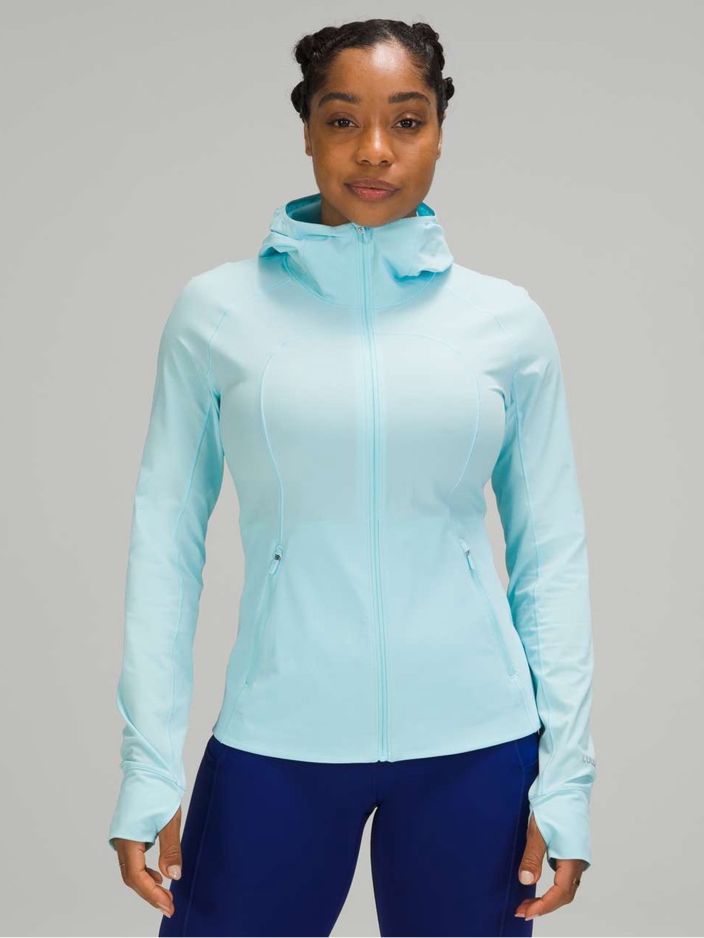 Lululemon Mist Over Windbreaker hooded running lightweight jacket 
Icing Blue 10